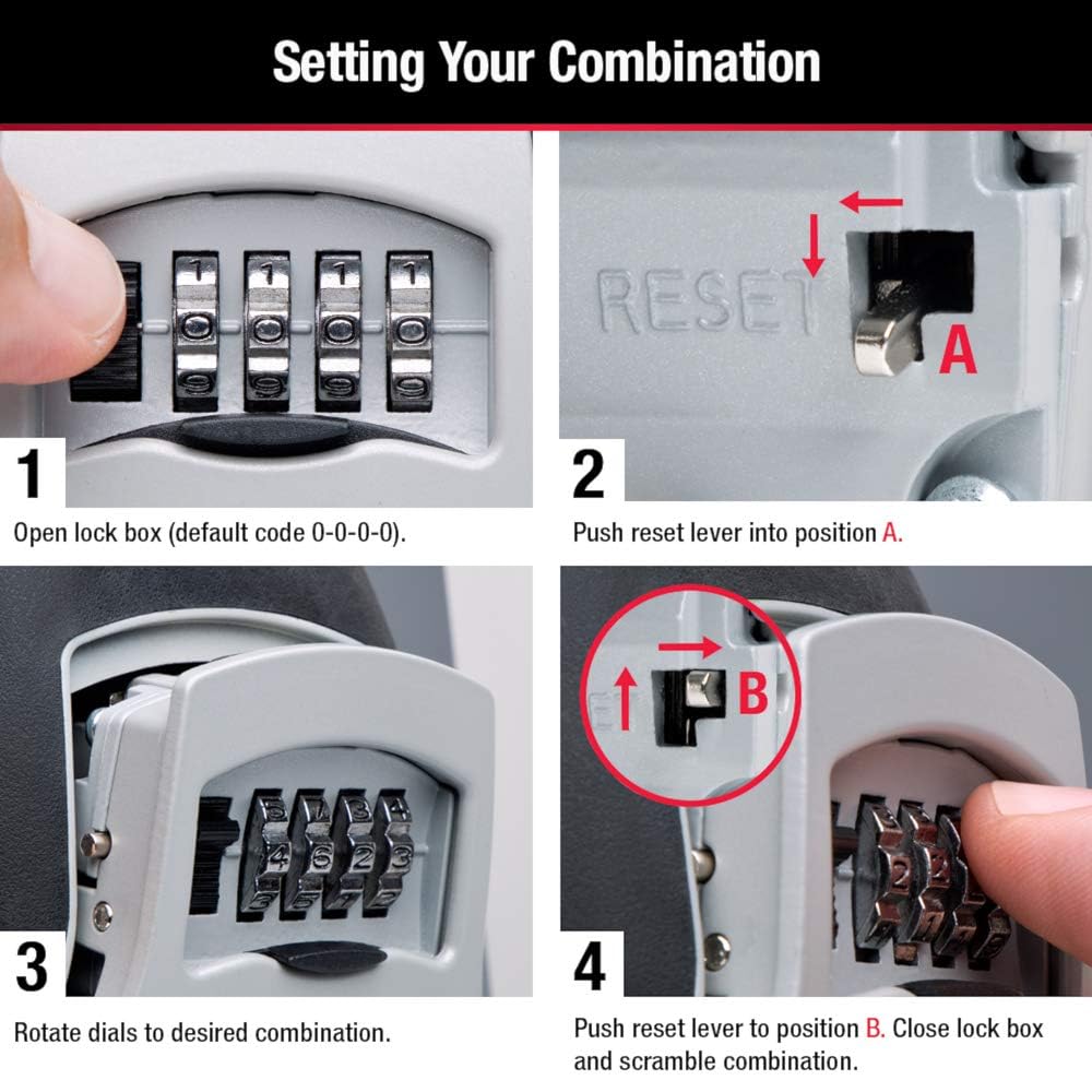 Master Lock Wall Mount Key Lock Box with Resettable Combination Lock, Outdoor Key Lock Box, 5 Key Capacity, 5401D 🍁 All In One Marketplace Canada
