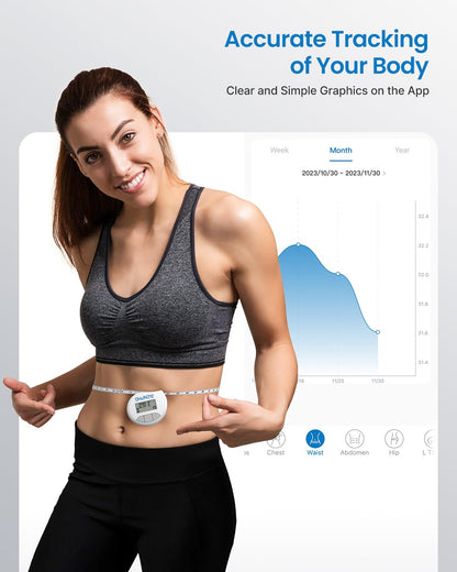 Smart Tape Measure RENPHO Bluetooth Measuring Tapes for Body Measurement Muscle Gain Fitness Bodybuilding Retractable Circumferences Inches & cm - Available at All In One Marketplace Canada