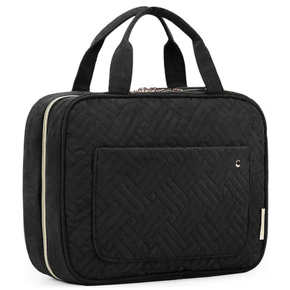 BAGSMART Toiletry Bag Travel Bag with Hanging Hook, Water-resistant Makeup Cosmetic Bag Travel Organizer for Accessories, Shampoo, Full-size Container, Toiletries (Black, Medium) - Available at All In One Marketplace Canada