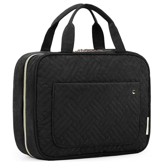 BAGSMART Toiletry Bag Travel Bag with Hanging Hook, Water-resistant Makeup Cosmetic Bag Travel Organizer for Accessories, Shampoo, Full-size Container, Toiletries (Black, Medium) - Available at All In One Marketplace Canada