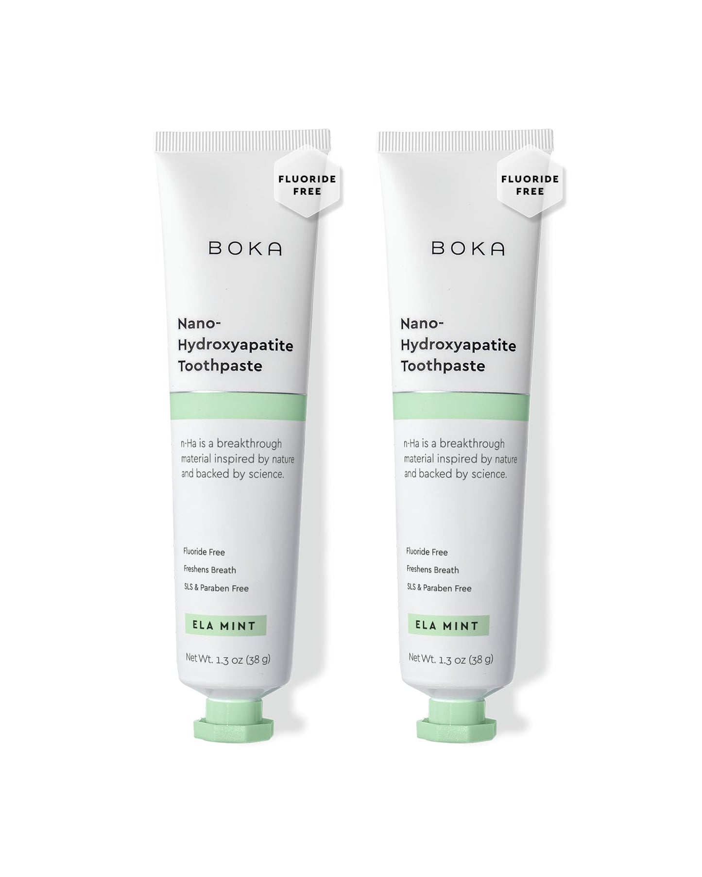 Boka Fluoride Free Toothpaste, Nano Hydroxyapatite Toothpaste, Appropriate for Sensitive Teeth - for Adult Oral Care - Ela Mint Flavor, 1.3 Fl Oz 2Pk US Manufactured