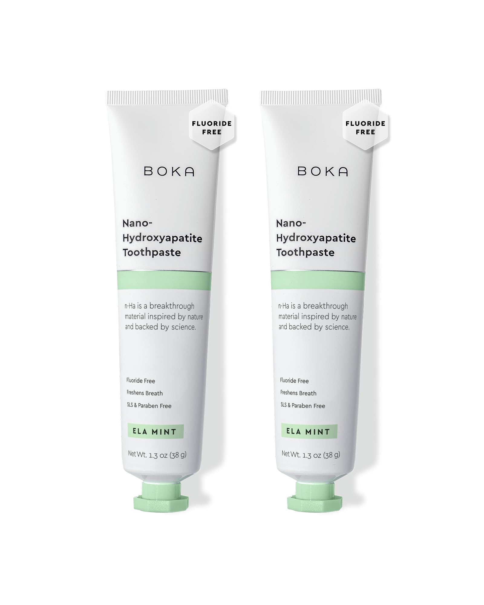 Boka Fluoride Free Toothpaste, Nano Hydroxyapatite Toothpaste, Appropriate for Sensitive Teeth - for Adult Oral Care - Ela Mint Flavor, 1.3 Fl Oz 2Pk US Manufactured