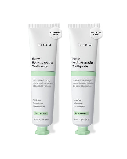 Boka Fluoride Free Toothpaste, Nano Hydroxyapatite Toothpaste, Appropriate for Sensitive Teeth - for Adult Oral Care - Ela Mint Flavor, 1.3 Fl Oz 2Pk US Manufactured