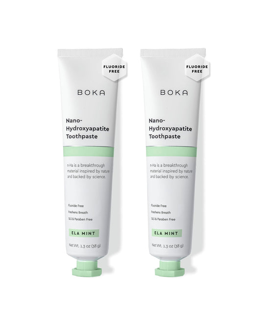 Boka Fluoride Free Toothpaste, Nano Hydroxyapatite Toothpaste, Appropriate for Sensitive Teeth - for Adult Oral Care - Ela Mint Flavor, 1.3 Fl Oz 2Pk US Manufactured