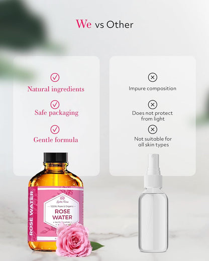 Rose Water Spray for Face by Leven Rose - Pure Natural Moroccan Rosewater Hydrosol Face Spray - Organic Rose Water Hydrosol 4 oz - Available at All In One Marketplace Canada