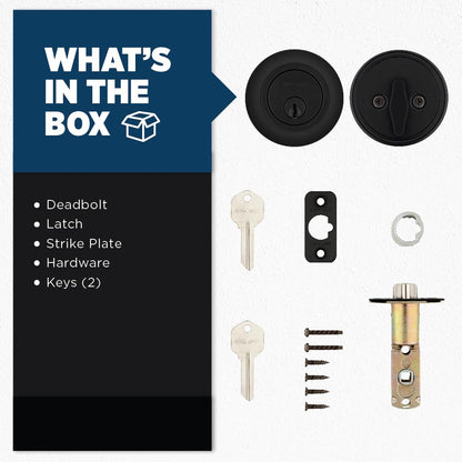 Weiser Safelock Matte Black Round Deadbolt Lock, ANSI/BHMA Grade 3 Certified Front Door Lock, Exterior Door Lock with Key, Traditional Door Locks for Entry Door 🍁 All In One Marketplace Canada