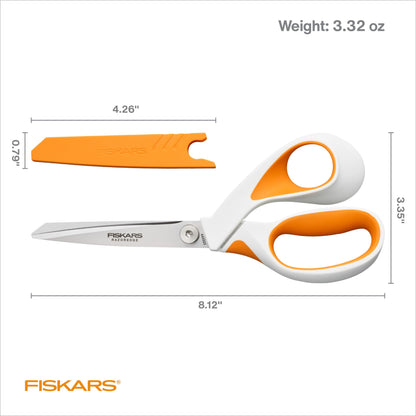 Fiskars RazorEdge Fabric Scissors - 8" Heavy Duty Fabric Shears with SoftGrip Ergonomic Handle, Premier Grade Stainless Steel Blades Fiskars