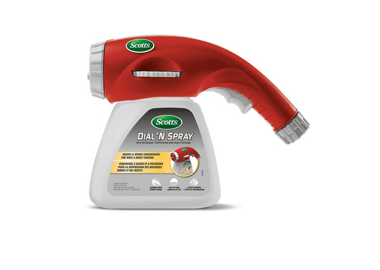 Scotts Dial N Spray Hose-End Sprayer with Accu-Set Dial: Precise Weed, Bug & Fungus Application, No Mix, No Measure, 25 ft Jet Spray, Ergonomic Trigger