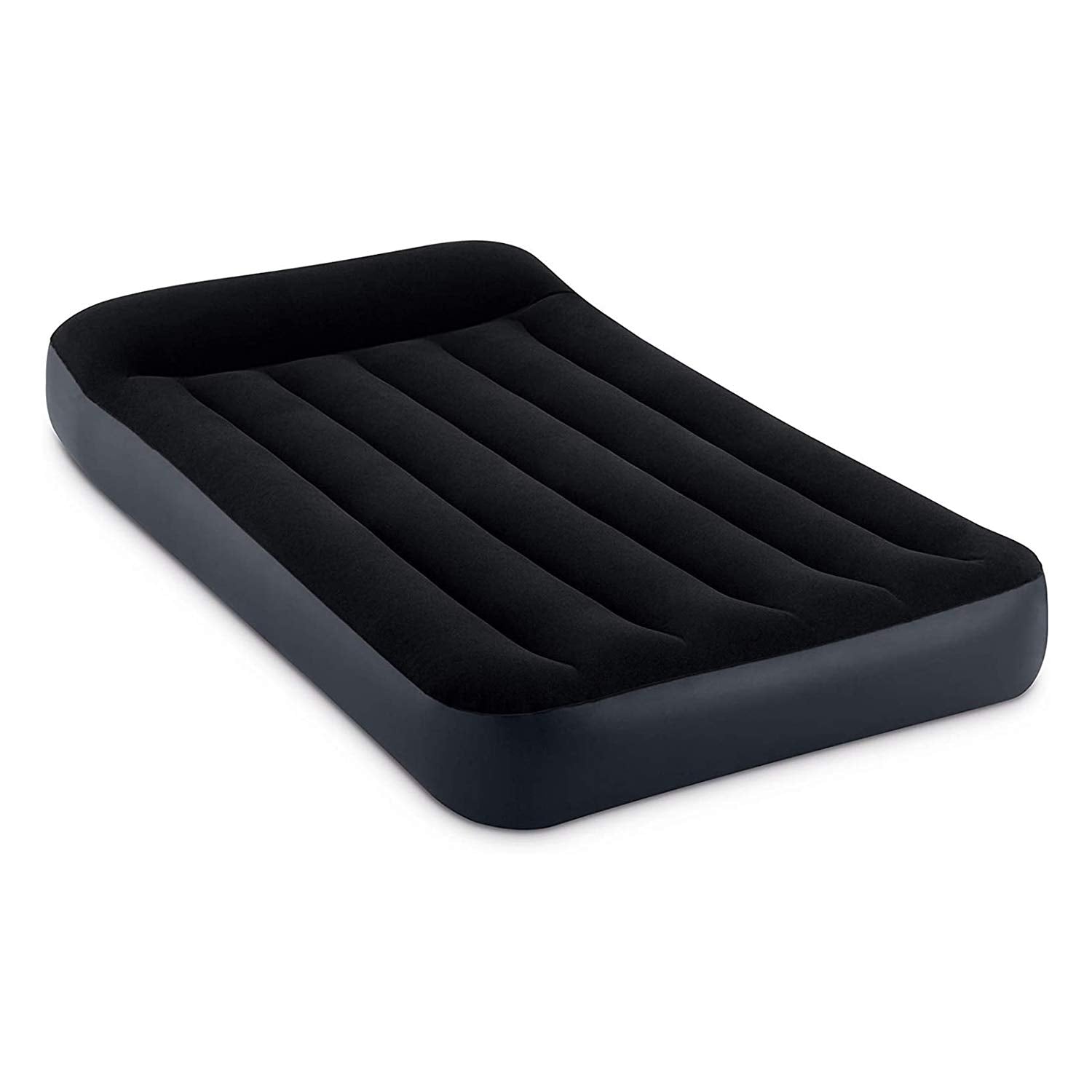 INTEX 64145ED Dura-Beam Standard Pillow Rest Air Mattress: Fiber-Tech – Twin Size – Built-in Electric Pump – 10in Bed Height – 300lb Weight Capacity Intex