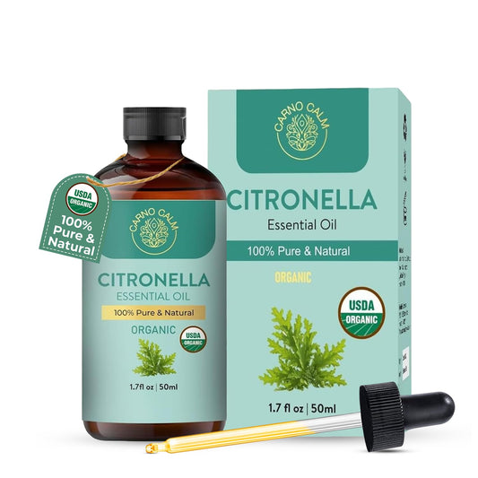Carno Calm Organic Citronella Essential Oil | 100% Pure Natural Citronella Oil | For Scalp and Hair | Ideal for Both men and women | 1.7 fl oz
