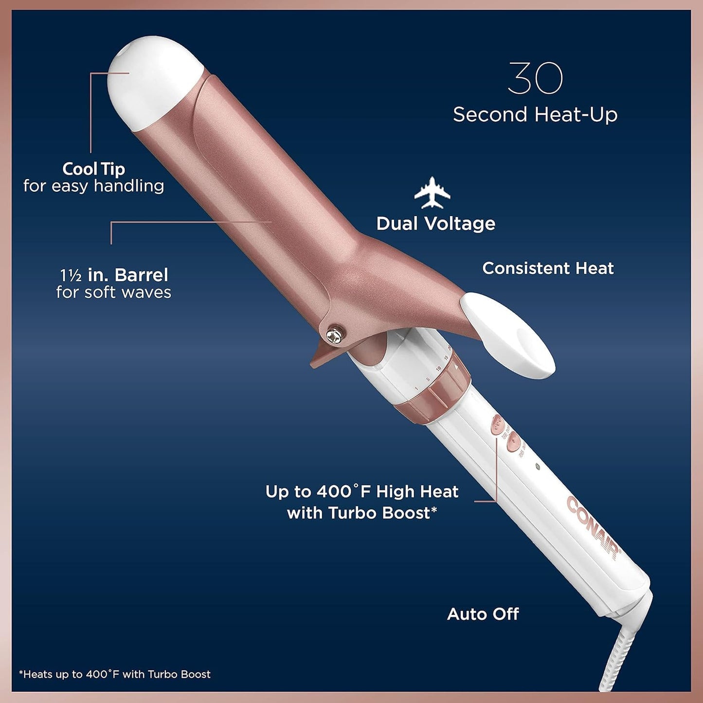 Conair Double Ceramic 1 1/2-Inch Curling Iron, 1 ½ inch barrel produces soft waves – for use on medium and long hair, Hair curler