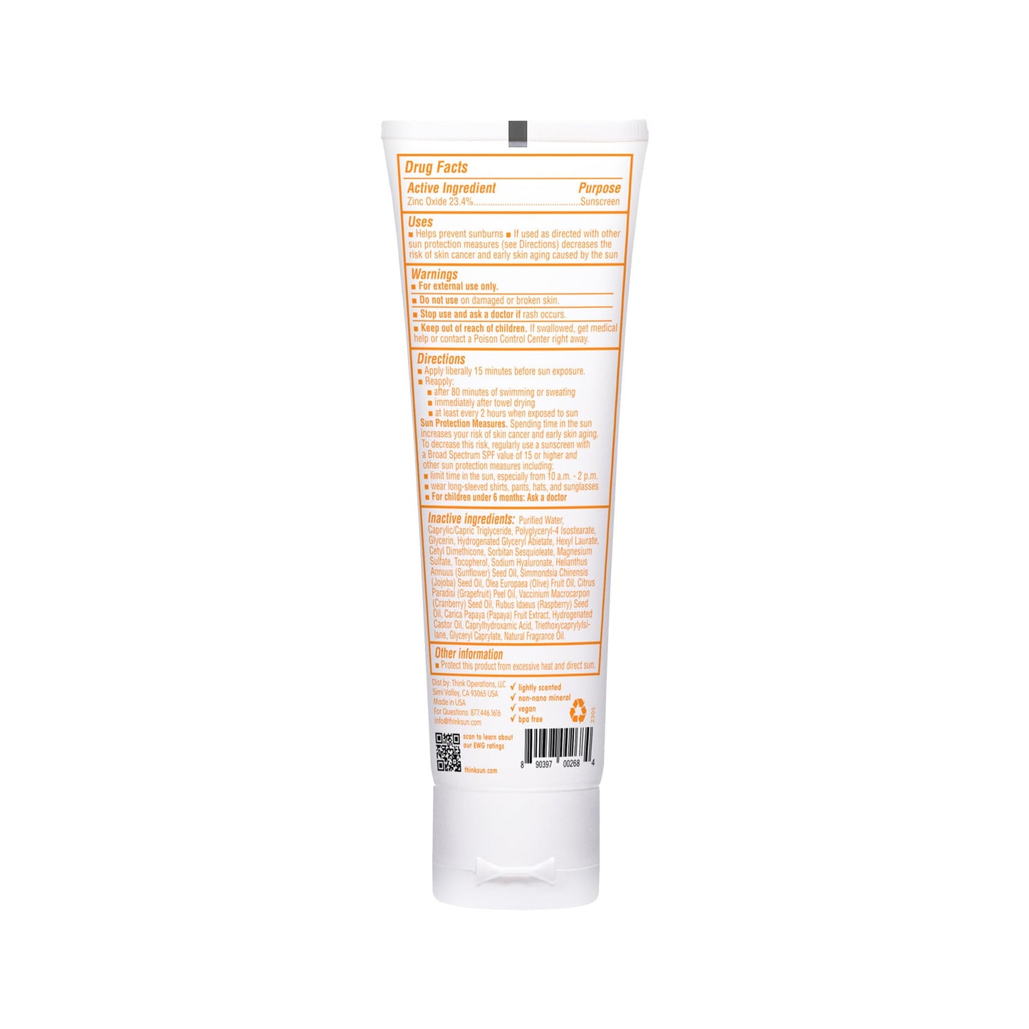 Thinkbaby SPF 50 plus Baby Mineral Sunscreen – Safe, Natural Sunblock for Babies - Water Resistant – Broad Spectrum – Baby Sunscreen Lotion, 3 Oz/89ml