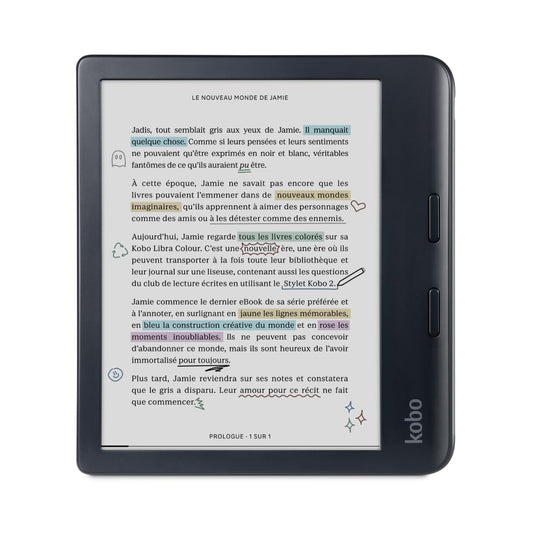 Kobo Libra Colour | eReader | 7” Glare-Free Colour E Ink Kaleido 3 Display | Dark Mode Option | Audiobooks | Waterproof | Black