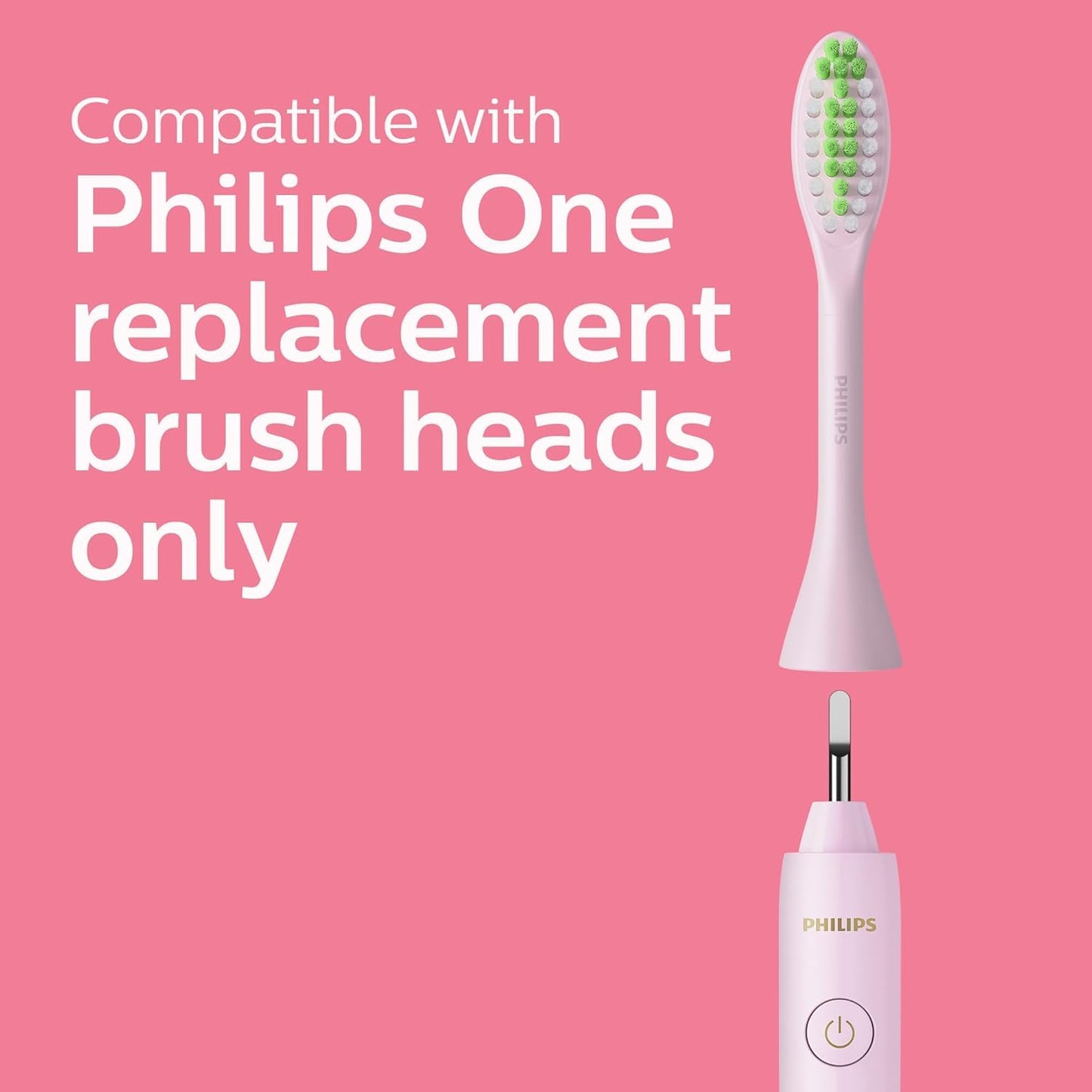 Philips One by Sonicare Battery Toothbrush, Brush Head Bundle, Manhattan Pink, BD3003/AZ Philips Sonicare