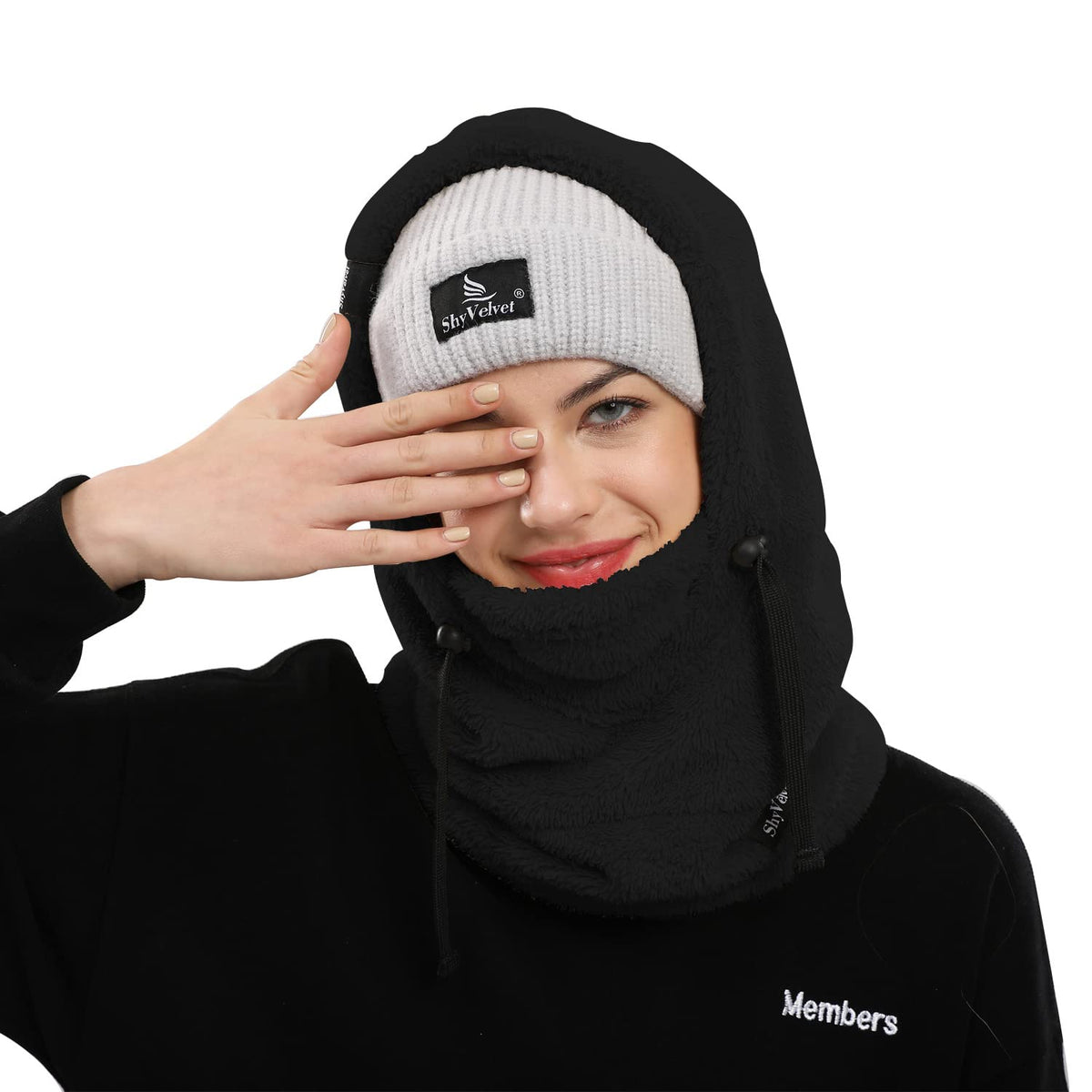 Shy Velvet Balaclava (Unisex) Wind-Resistant Winter Face Mask, Fleece Ski Mask for Men and Women, Warm Face Cover Hat Cap Scarf, Black, Medium-Large 🍁 All In One Marketplace Canada