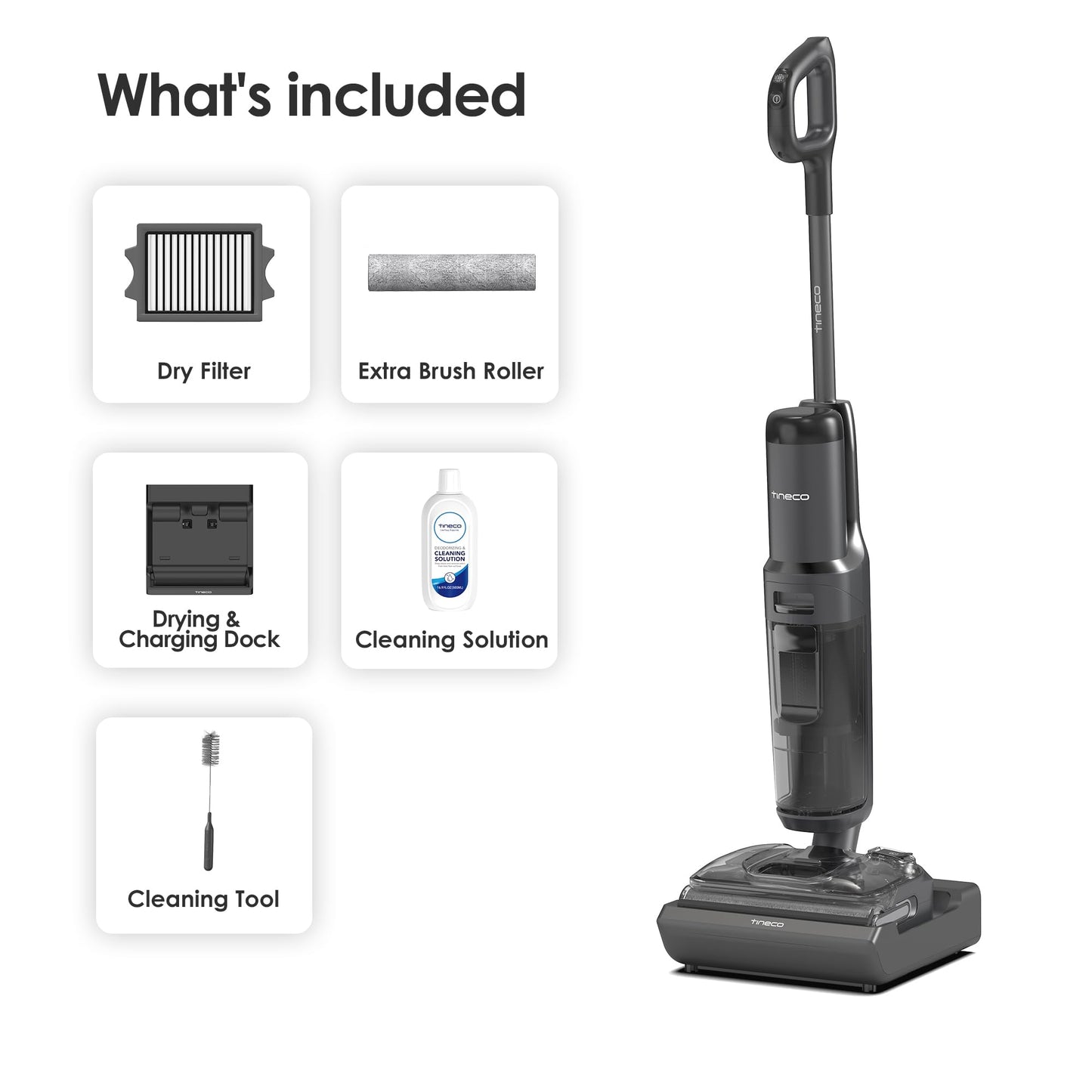 Tineco Floor ONE S7 Stretch Ultra Cordless Wet Dry Vacuum Cleaner, 180°Lay-Flat Anti-Tangle Design, 50 Minutes Runtime, 185℉ Flashdry Self-Cleaning, Dual-Sided Edge Cleaning - Available at All In One Marketplace Canada