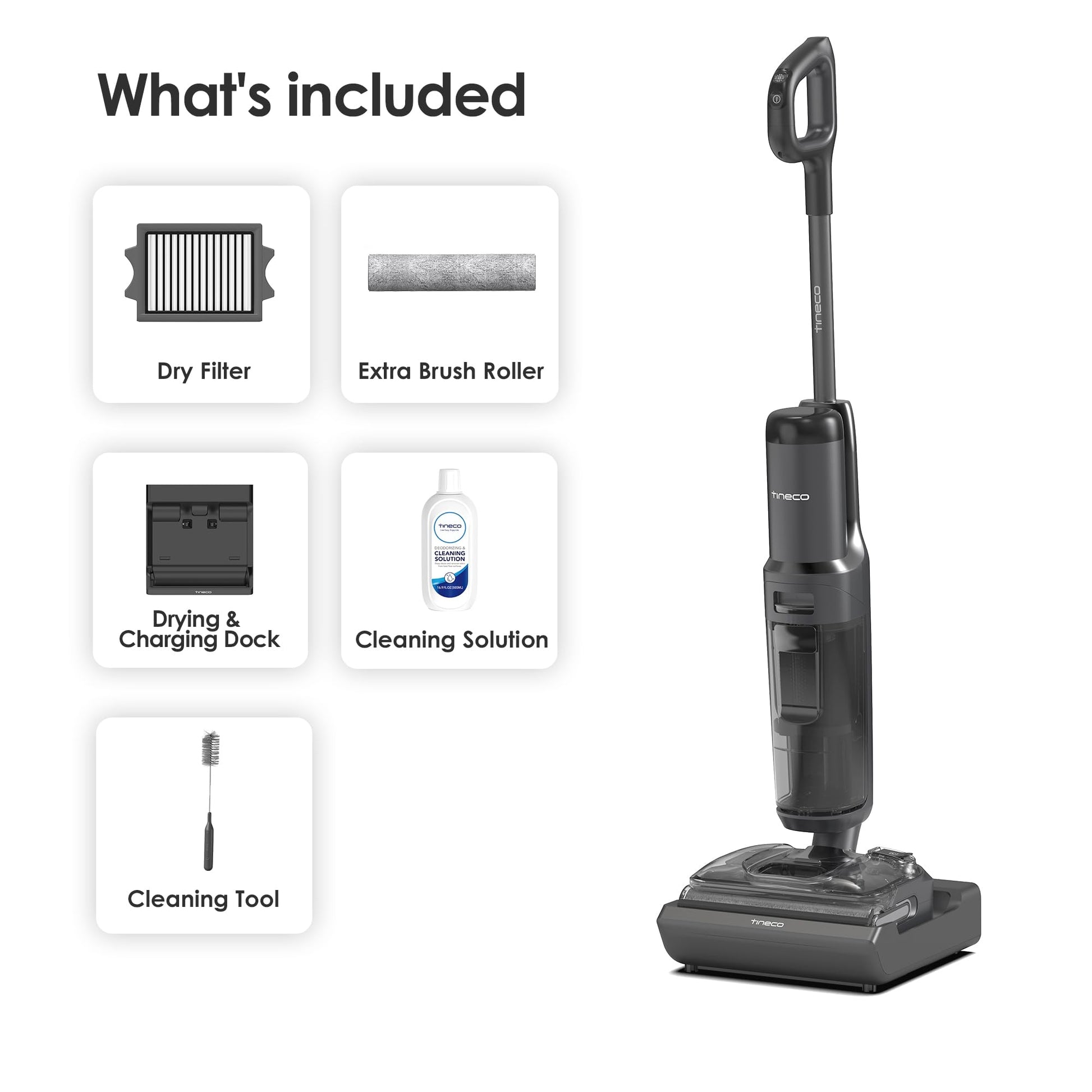 Tineco Floor ONE S7 Stretch Ultra Cordless Wet Dry Vacuum Cleaner, 180°Lay-Flat Anti-Tangle Design, 50 Minutes Runtime, 185℉ Flashdry Self-Cleaning, Dual-Sided Edge Cleaning - Available at All In One Marketplace Canada