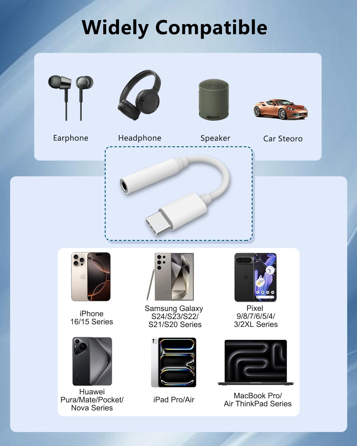 USB C to 3.5mm Audio Aux Adapter, AIDOUBARA 2 Pack Headphone Jack Dongle for iPhone 16 Pro Max/16, 15 Pro Max/15 Pro/15 Plus, Compatible with Samsung Galaxy S24/ S23/ S22/ S21 Ultra, Pixel, MacBook