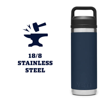 YETI Rambler 18 oz Bottle, Vacuum Insulated, Stainless Steel with Chug Cap, Navy YETI