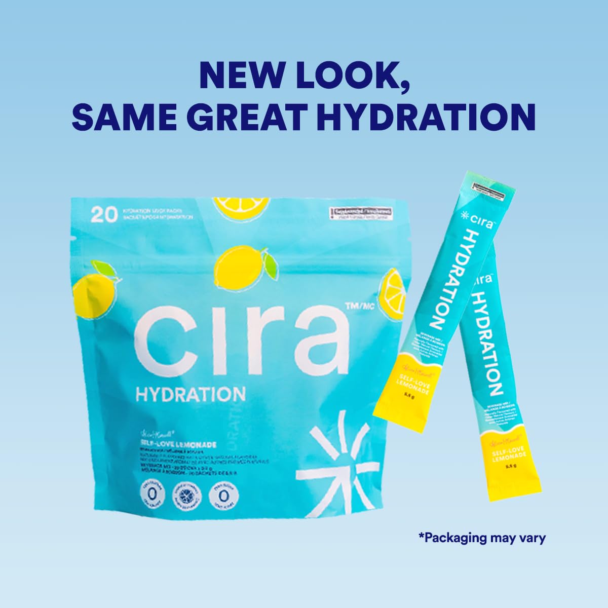 Cira Hydration Electrolytes Packets - Cira x Alicia McCarvell's Electrolyte Powder, Sugar Free w/Himalayan Salt & Magnesium, Daily On-the-Go Hydration Packets - Self Love Lemonade, 20 Servings