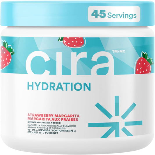 Cira Hydration Electrolytes Powder - Daily Electrolyte Powder, Sugar Free w Himalayan Salt, Magnesium, Potassium, Hydration Powder for Dehydration Relief & Recovery - Strawberry Margarita, 45 Servings