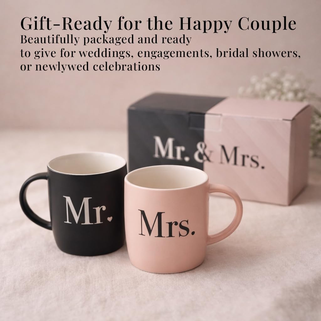 Triple Gifffted Mr and Mrs Coffee Mugs Couples Gift Set, 380 ml Ceramic 🍁 All In One Marketplace Canada