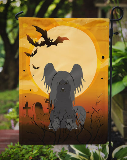 Caroline's Treasures BB4378GF Halloween Chinese Crested Black Flag Garden Size, Small, Multicolor