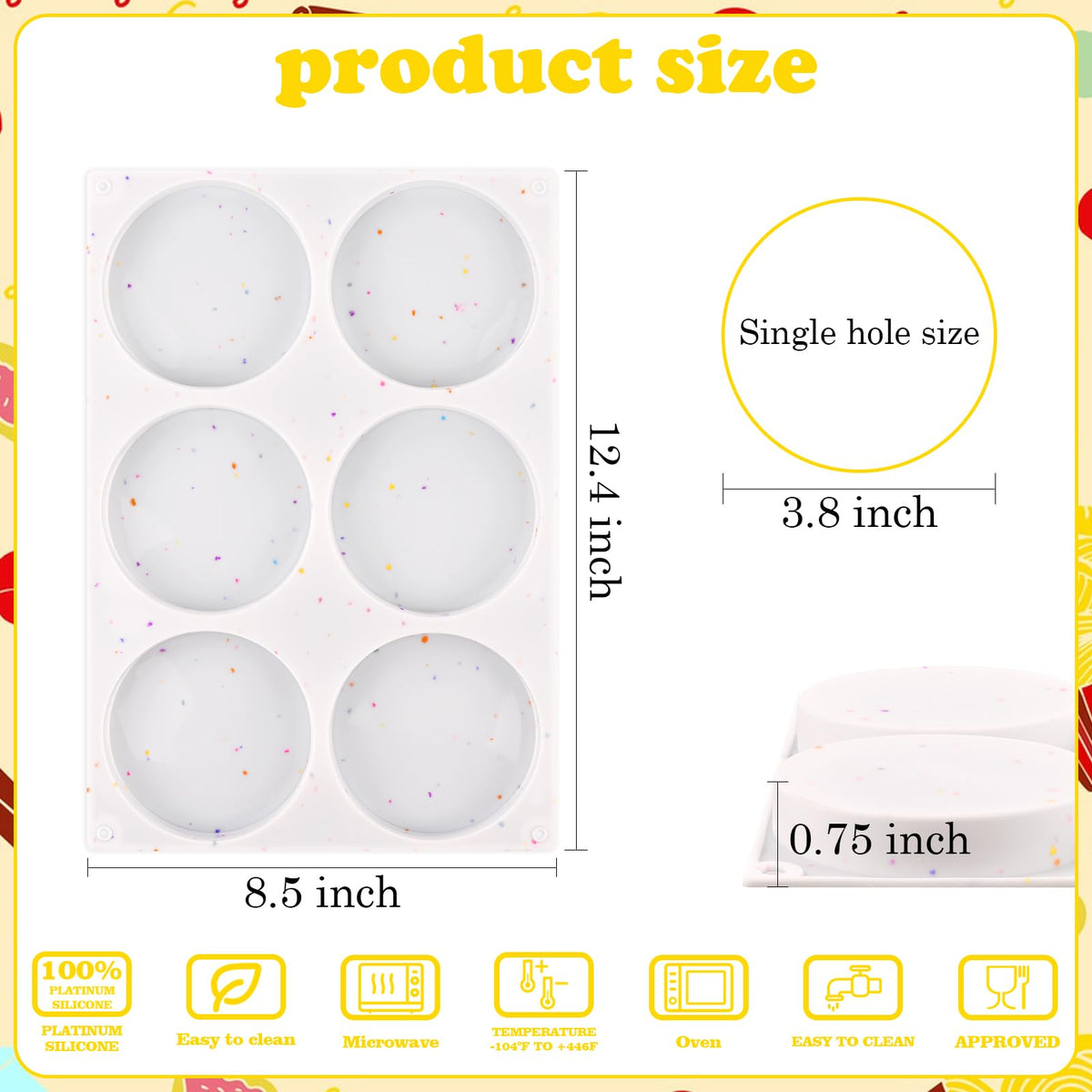 HUAKENER 3 Pcs Silicone Muffin Top Pans for Baking, 4 Inch Non-Stick Round Baking Molds for Mini Cake, Muffin Top, Dessert, Hamburger, Sandwiches Making 🍁 All In One Marketplace Canada