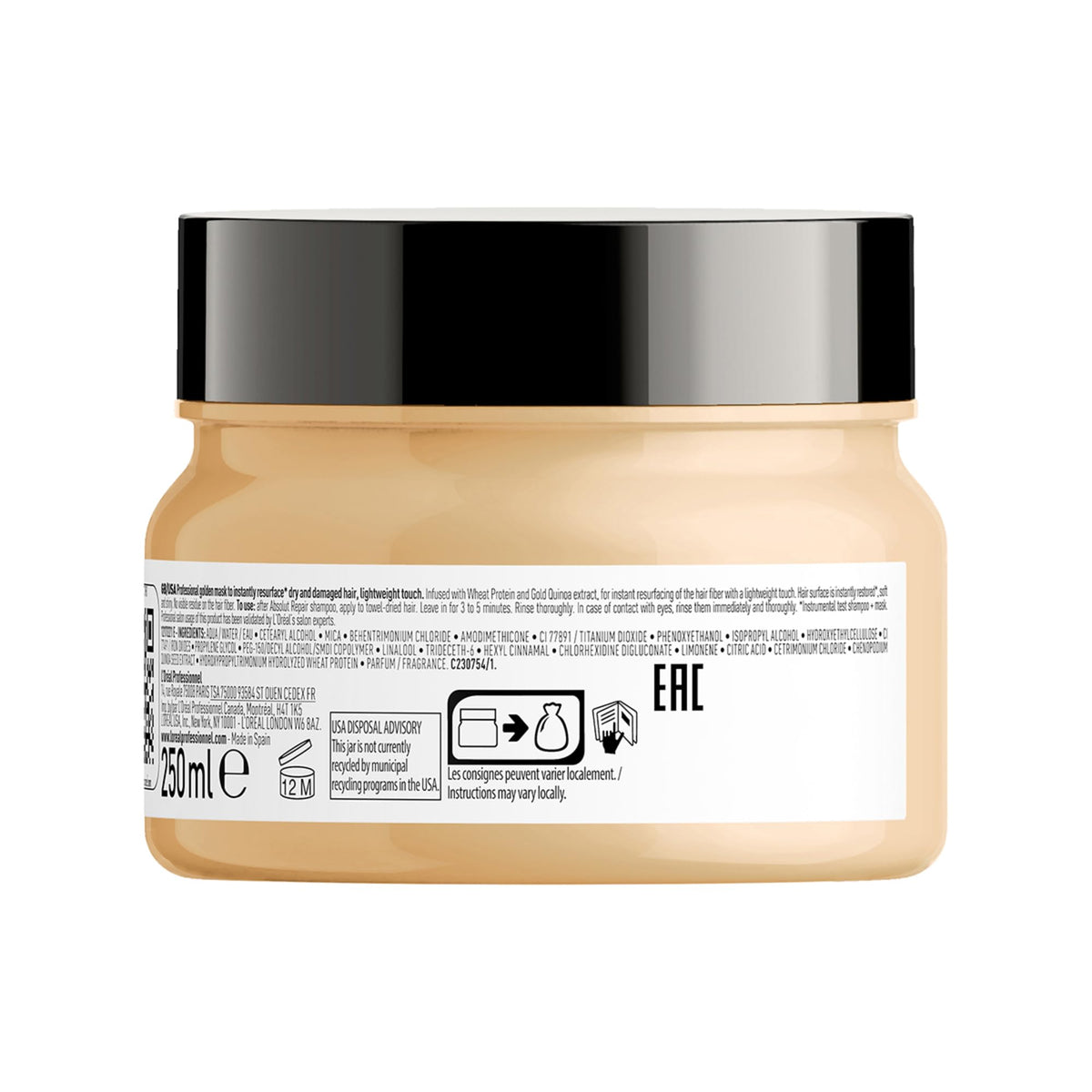 L'Oréal Professionnel Absolut Repair Golden Mask, Fine Damaged Hair, 250 mL