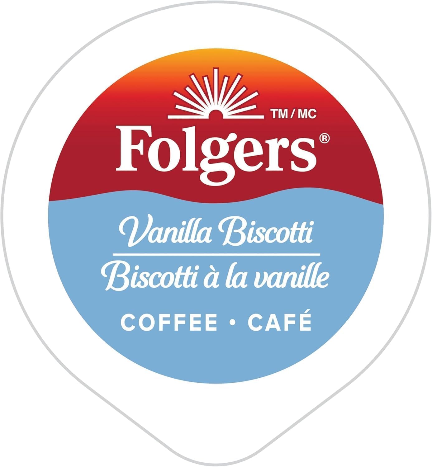 Folgers Vanilla Biscotti Flavoured Light Roast Coffee Pods, Single Serve One Cup Pods made with Arabica Beans for Hot or Iced Drinks, 30 Count (Pack of 1)