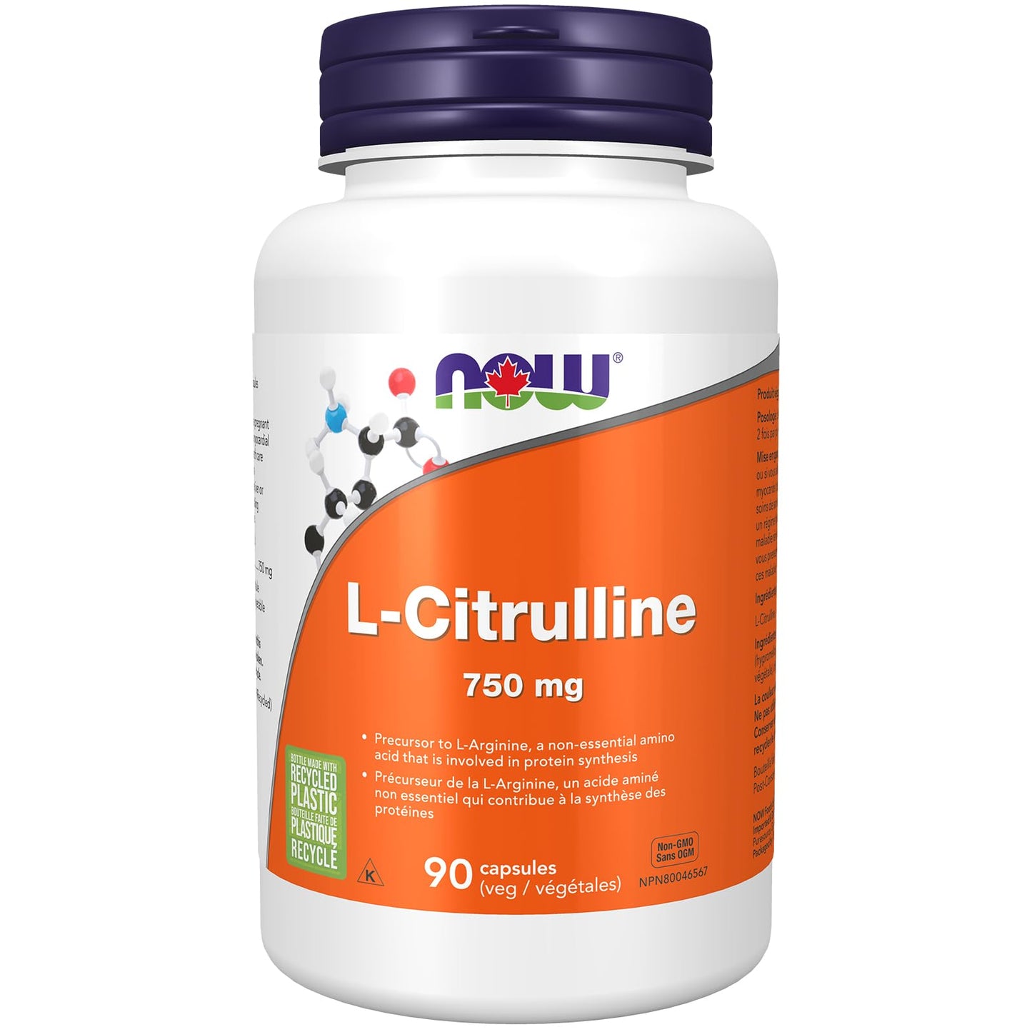 NOW Supplements, L-Citrulline 750 mg, Supports Protein Metabolism, Amino Acid, 90 Veg Capsules NOW