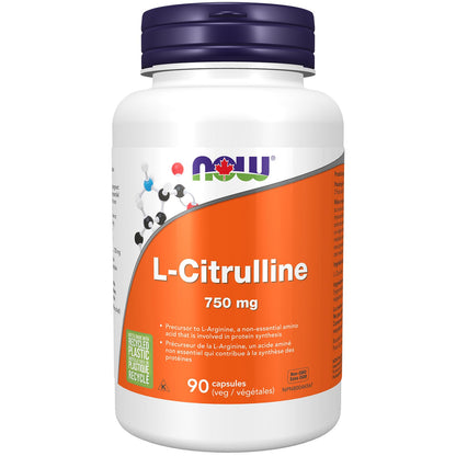 NOW Supplements, L-Citrulline 750 mg, Supports Protein Metabolism, Amino Acid, 90 Veg Capsules NOW