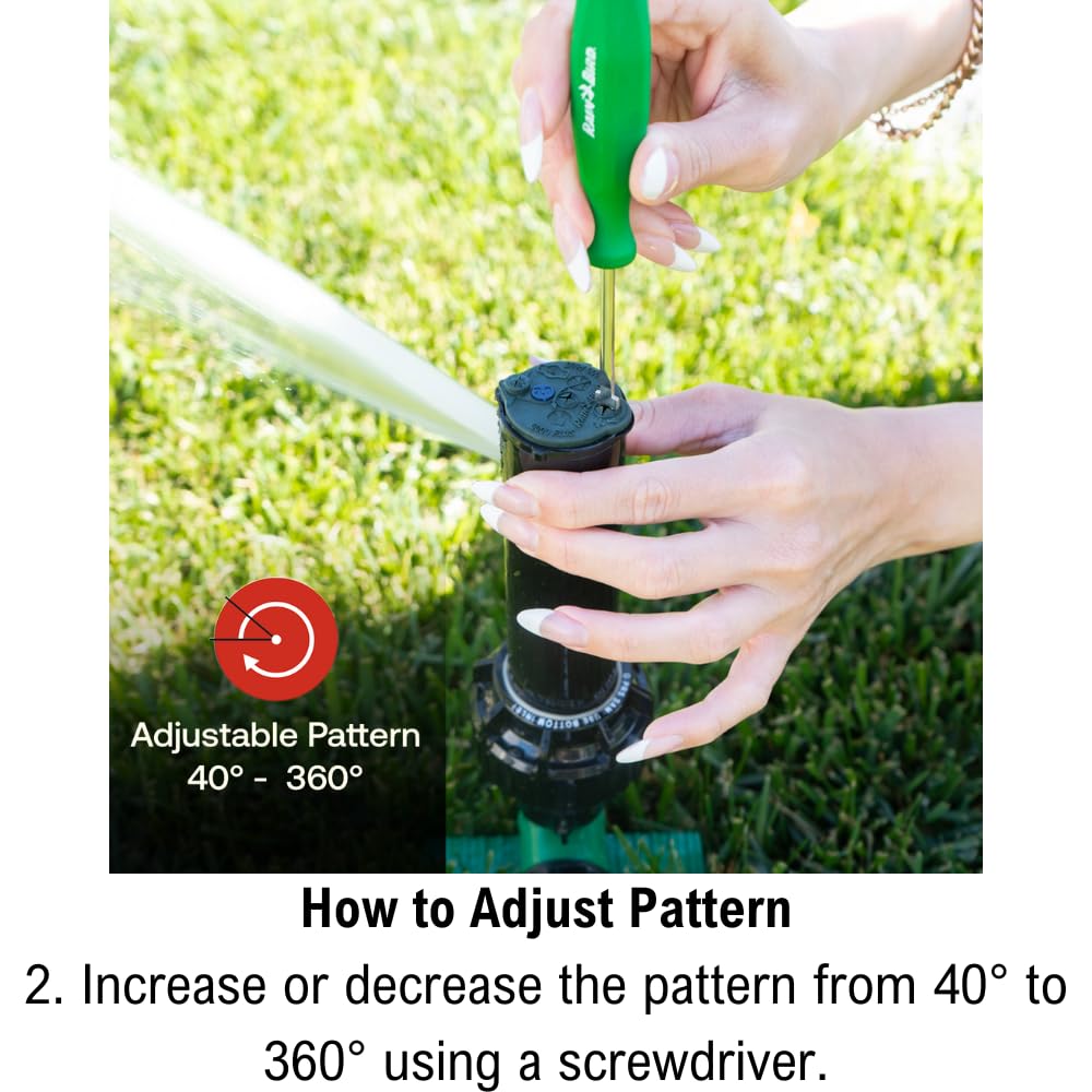 Rain Bird 42SASPG 42SA Gear Drive Rotor Sprinkler on Heavy Duty Green Spike, Adjustable 40° - 360° Pattern, 26' - 38' Spray Distance Rain Bird