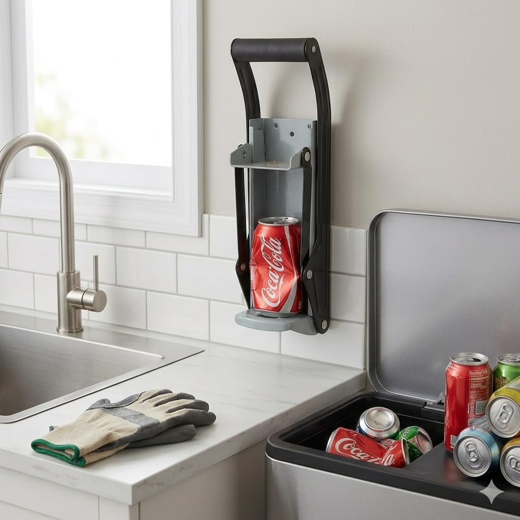 Stanz (TM) 12oz 16oz Wall Mounted Aluminum Can Crusher Beer Soda Cans Smasher Eco-Friendly Recycling Tool with Mounting Screws for Home - Available at All In One Marketplace Canada