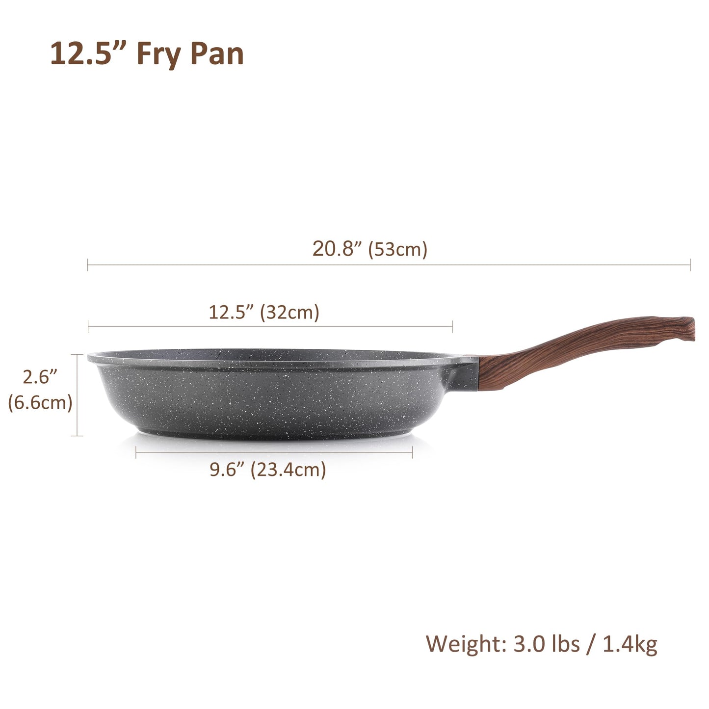 SENSARTE 12.5 Inch Nonstick Frying Pan Skillet, Swiss Granite Coating Omelette Pan, Healthy Stone Cookware, PFOA Free