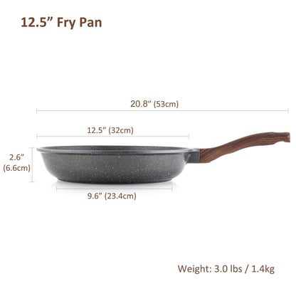 SENSARTE 12.5 Inch Nonstick Frying Pan Skillet, Swiss Granite Coating Omelette Pan, Healthy Stone Cookware, PFOA Free