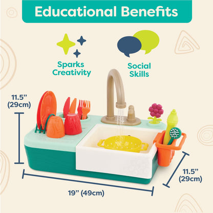 B. toys Play Sink, Splash-n-Scrub Sink with Running Water Faucet B. toys