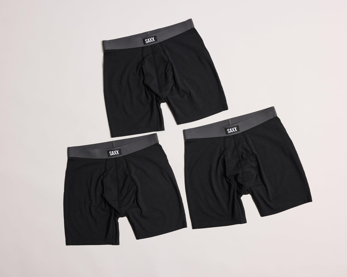 SAXX Underwear Co. Men's Core Cotton Boxer Brief Fly 3-Pack, Black/Graphite, Medium
