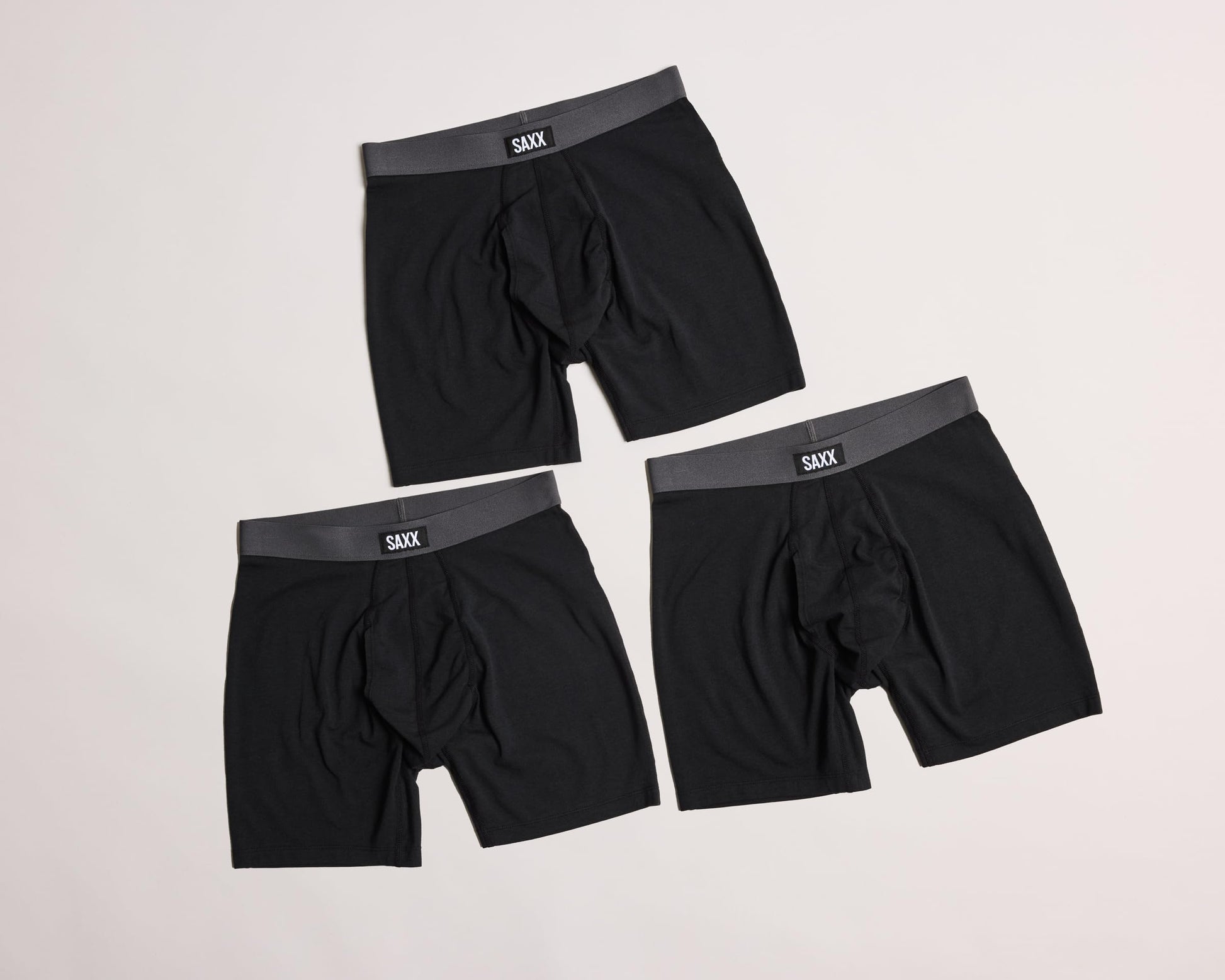 SAXX Underwear Co. Men's Core Cotton Boxer Brief Fly 3-Pack, Black/Graphite, Medium