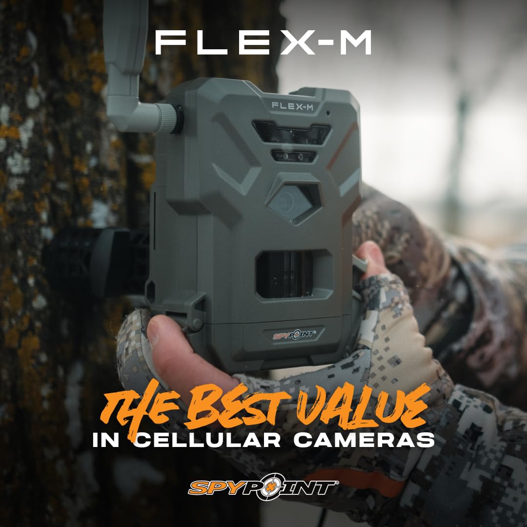 SPYPOINT Flex-M Cellular Trail Camera - Best Value in Hunting Accessories, No WiFi Needed & GPS-Enabled, Hunting Night Vision, IP65 Water-Resistant, 28MP Photos, 720p Videos + Sound (Pack of 1) - Available at All In One Marketplace Canada