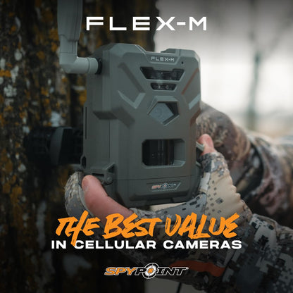 SPYPOINT Flex-M Cellular Trail Camera - Best Value in Hunting Accessories, No WiFi Needed & GPS-Enabled, Hunting Night Vision, IP65 Water-Resistant, 28MP Photos, 720p Videos + Sound (Pack of 1) - Available at All In One Marketplace Canada