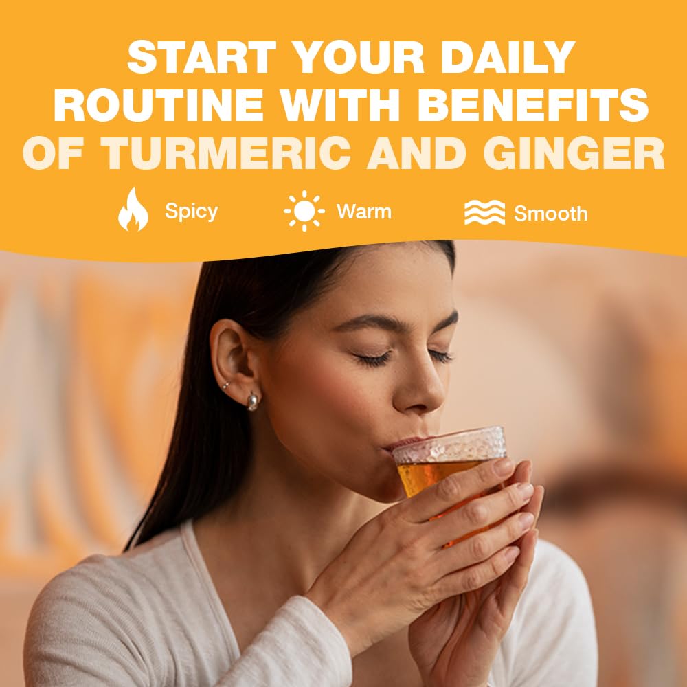 HANDPICK, Turmeric Ginger Tea, 100 Eco-Conscious Tea Bags | Caffeine Free, Gluten Free | 100% Pure Herbal Blend - Savory & Spicy | Curcumin | Packed in Eco-Friendly Tea Bags