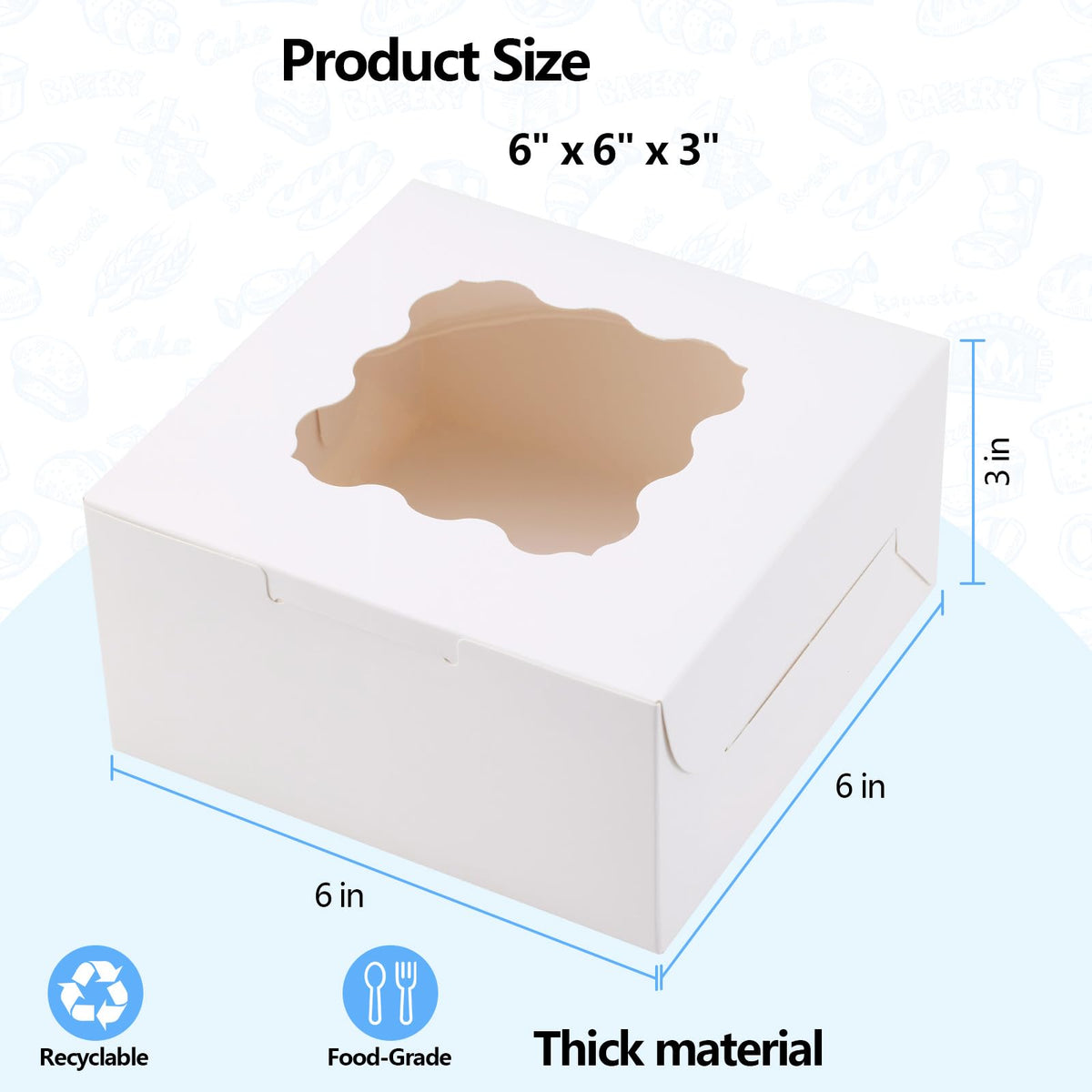 YODYZJ Cookie Boxes with Window, Pack of 20, 6x6x3 Inches 🍁 All In One Marketplace Canada