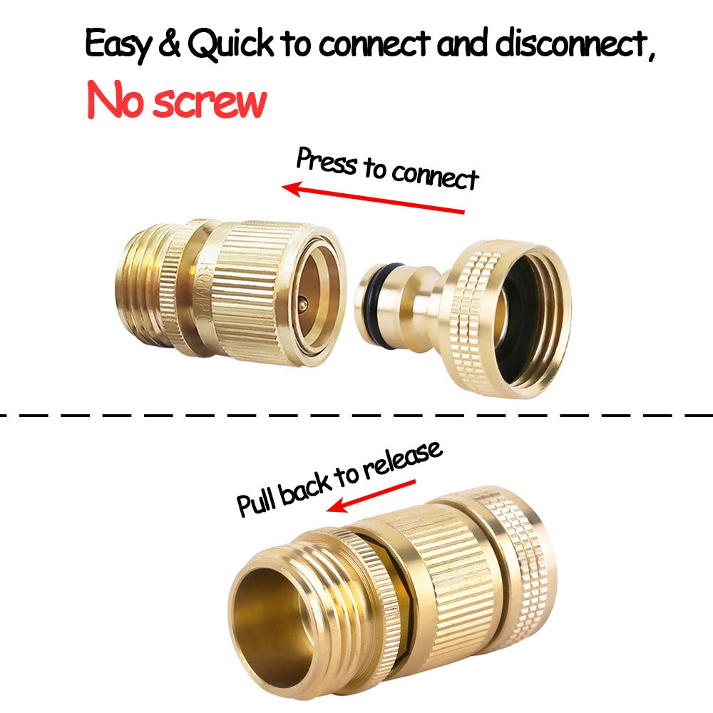 HQMPC Garden Hose Quick Connect Solid Brass Quick Connector Garden Hose Fitting Water Hose Connectors 3/4 inch GHT (2SETS) 🍁 All In One Marketplace Canada