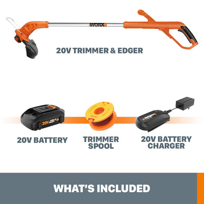 Worx WG154 20V PowerShare 10" - 12" Cordless String Trimmer & Edger (Battery & Charger Included) - Available at All In One Marketplace Canada