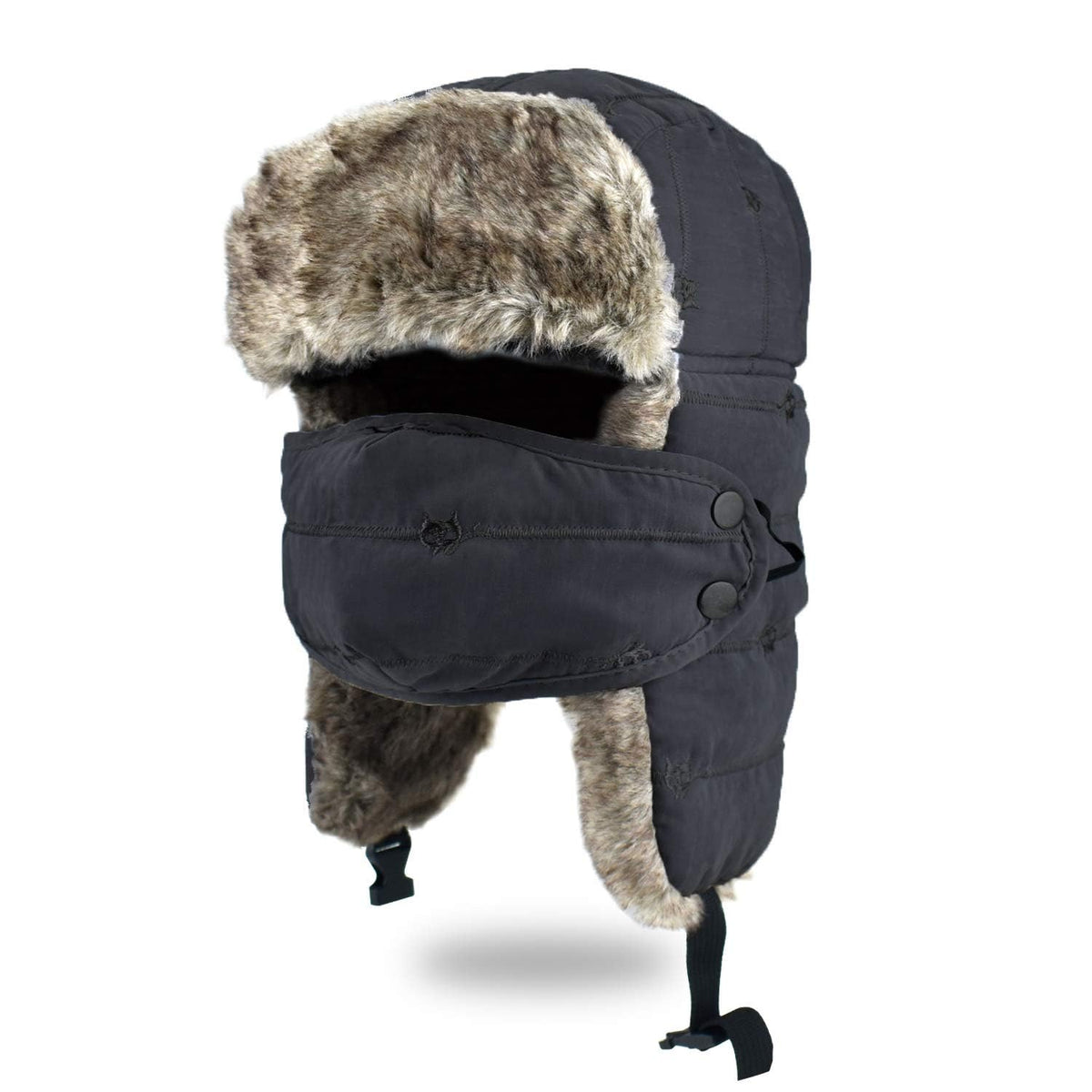 BROTOU Winter Trapper Hat for Men and Women, Warm Windproof Skiing Hats with Ear Flap and Mask (Dark Black) 🍁 All In One Marketplace Canada