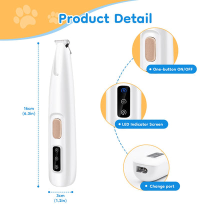 Mcbazel Cordless Dog Paw Trimmer with LED Light, Quiet Precision Pet Grooming Kit for Dogs and Cats, Electric Hair Clipper Pet Shaver for Paws, Face, Ears and Sensitive Areas - Available at All In One Marketplace Canada