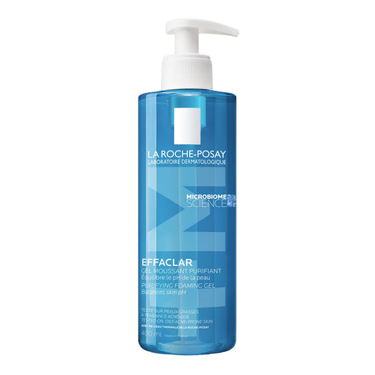 La Roche Posay Face Wash Gel Cleanser, Effaclar Gentle Purifying Foaming Gel for Oily and Sensitive Acne-Prone Skin. Alcohol-free, Soap-Free, Paraben-free, Non-Comedogenic, 400mL