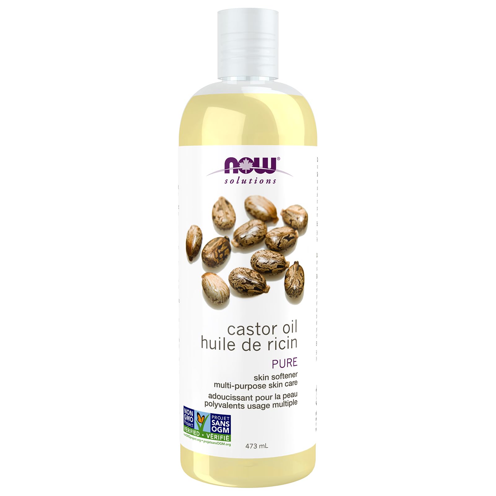 NOW Solutions, Castor Oil, 100% Pure Versatile Skin Care, Multi-Purpose Skin Softener, 473mL NOW