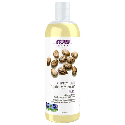NOW Solutions, Castor Oil, 100% Pure Versatile Skin Care, Multi-Purpose Skin Softener, 473mL NOW